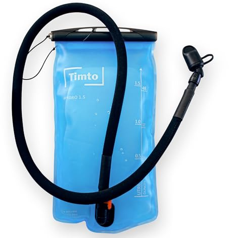TIMTO Hydro 1.5L Trinkblase mit Trinkschlauch - BPA Frei - Ergonomisches Trinksystem für Rucksack Wasserblase Trinkbeutel Hydration Bladder Camelbak Auslaufsicher - für Wandern & Outdoorsport & Joggen