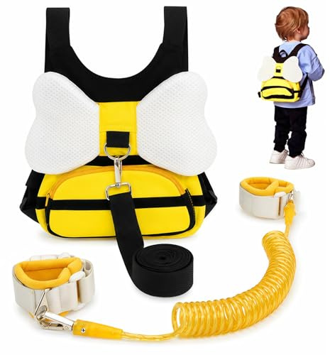 Toddler Backpack with Safety Leash, Adjustable Child Walking Harness | Dual Safety Design with Backpack Leash and Wrist Link, Helps Keep Children Close During Outdoor Activities