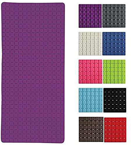 MSV – Quadro rutschfeste Badematte aus Gummi – Modernes Design – 36 x 76 cm – Lila – Sicherheit und Eleganz – Ideal für jedes Badezimmer