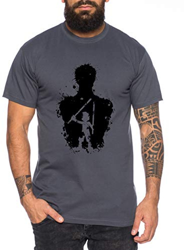 Zorro in Zorro One Manga Herren Ruffy T-Shirt Anime Piece, Farbe:Dunkelgrau, Größe:M