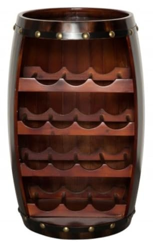 Casa Padrino Bar Weinschrank Bartisch aus Tanne Massivholz für 14 Flaschen - Holzfaß Weinfaß Faßmöbel Faßschrank Hotel & Restaurant Einrichtung Möbel Tisch