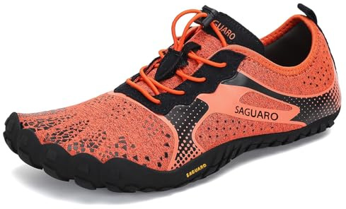 SAGUARO barfotaskor för män och kvinnor, terränglöparskor, träningsskor med mjuk, tjock sula, snabbtorkande badskor, storlek 36-48, apelsin, 36 EU