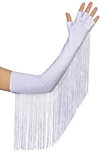 BABEYOND 1920er Jahre Stil Sexy Lange Handschuhe Fransen Fingerlose Handschuhe Satin Ellenbogen Handschuhe Abendhandschuhe Braut Kostüm Handschuhe Hochzeit Abschlussball Opera Handschuhe für Frauen