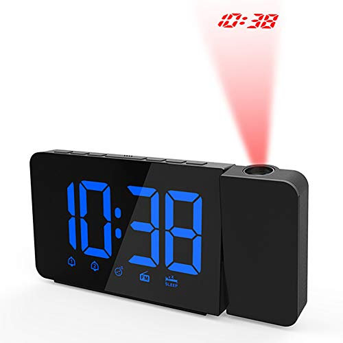 YNAYG sveglia digitale Sveglia Digitale A Proiezione, Radio FM E Timer Di Spegnimento, Funzione Snooze Proiettore A 360 °, Sveglie Digitali Per Soffitto Camere Da Letto
