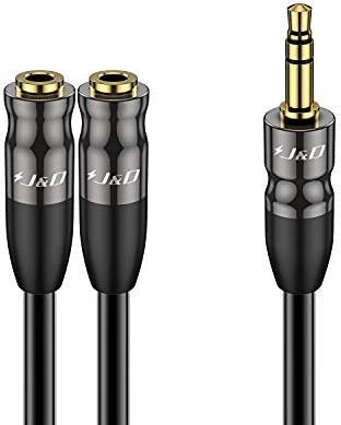 J&D Cavo splitter a Y audio stereo da 3,5 mm, TRS maschio da 1/8 a doppio TRS femmina da 1/8, adattatore jack per cuffie, cavo di prolunga Aux per telefono/PS4/Switch/tablet, 0,2 m
