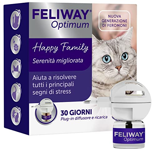FELIWAY Optimum Starter Kit diffusore di feromoni calmanti per gatti, durata 30 giorni, 48 ml – Aiuta a risolvere tutti i segni comuni di stress nei gatti e gattini. Raccomandato dai veterinari