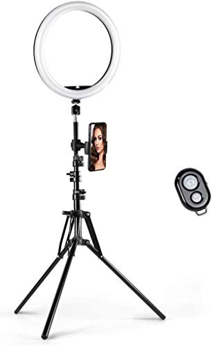 KJsdaADSA 12 LED Ring Lights with Stand,Make Up Light,3 Color Modes and 10 Brightness, for Video/Photography