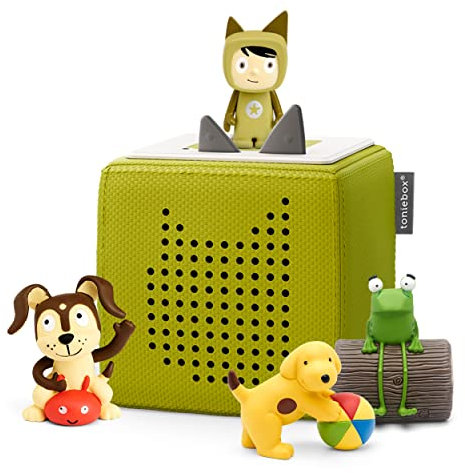 tonies Toniebox Pre-school Starter Set Bundle Incl. 1 Creative 3 Playtime and Action Songs, Fun with Spot, and Oi Frog, Audiobooks and Music Player Speaker for Kids, Screenfree, Green