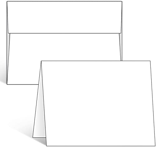 Ohuhu Blank White Cards and Envelopes 100 Pack - 4 x 6 Heavyweight Folded Cards and A4 Envelopes for DIY Greeting Cards Wedding Birthday Invitations Baby Shower Thank You Cards and All Occasions