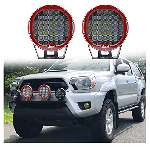 Xiaozhoukeji Faros de xenón 370W 9in Coche LED LED Lámpara de conducción Lámpara de conducción para Offroad Tractor Tractor Camión SUV Fog Light 12V 24V Faro para la Barra LED ATV Coche y Moto