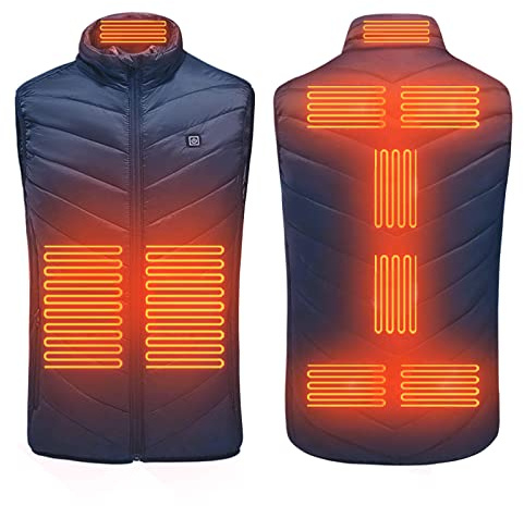 Bseical Chaleco Calefactable Hombre Mujer, Chaleco Inteligente Calefactable Usb Ajustable, 3 Temperatura, Chaleco Calefactable Ligero Lavable, Para Moto, Caza, Pesca(BateríA No Incluida) (XL, azul)