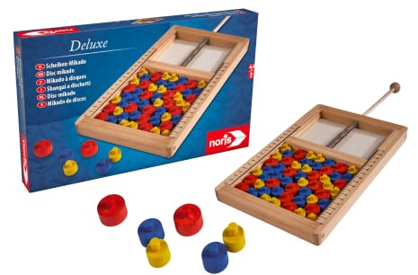 Noris 606101941 Deluxe - Dischi Mikado per bambini dai 6 anni in su, con materiale da gioco in legno colorato