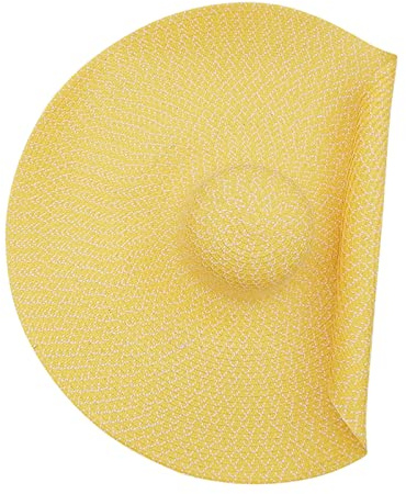 Oversized Beach Straw Hats for Women Floppy, Ladies Extra Large Wide Brim Packable Beach Sun Protection Travel Summer Hats, Yellow/White, 7 1/8/7 1/4