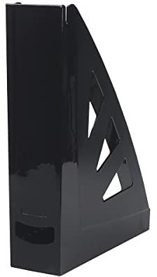 OFFICER PRODUCTS Stehsammler Modernes Design/ 10 Stück / A4 - Farbe: Schwarz/Hart-Kunststoff/Durchbrochen/Schreibtisch-Organizer für Zeitschriften/Bruchsicher, 21215521-05