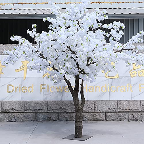 HELFIS Árboles de Flor de Cerezo Blanco, Artificiales, Hechos a Mano, Planta Artificial, Interior y Exterior, hogar, Oficina, Fiesta, Boda, decoración, Color Blanco, 200 cm