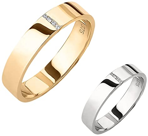 Ardeo Aurum Damenring Trauring aus 375 Gold Gelbgold mit 0,02 ct Diamant Brillant 4 mm Breite massiv Ehering Verlobungsring Modell 185 Größe 54