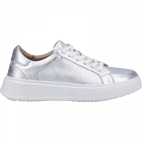 Hush Puppies Women's Camille Lace Cupsole Trainers, Silver, 4
