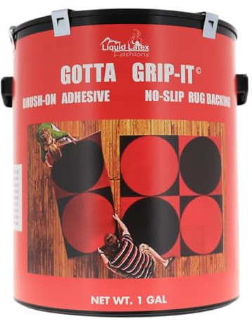 Gotta Grip-It Non-Slip Rug Fixative Gum - 1 Gallon - Safe and Easy to Use, Machine Washable and Dryer Safe, Backings Adhesive, Natural, Clear Latex