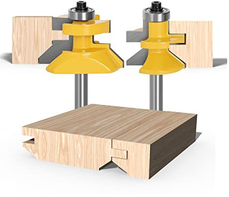 DOUZLE 2 Teile/Satz Nut Und Feder Bodenbelag Fräser Set 8mm Schaft 120 Grad Fräser Set Holzbearbeitung Nutschneider Wolframlegierung Holzfräser