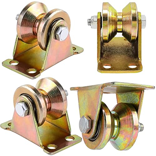4 Stück Umlenkrollen für Seile, V-Nut Umlenkrolle Stahl Seilrollen für Drahtseile Tragkraft 180kg, Schwerlastrollen Seilrolle Umlenkrolle für Stahlseil Flaschenzugsystem Industriemaschinen Fitness