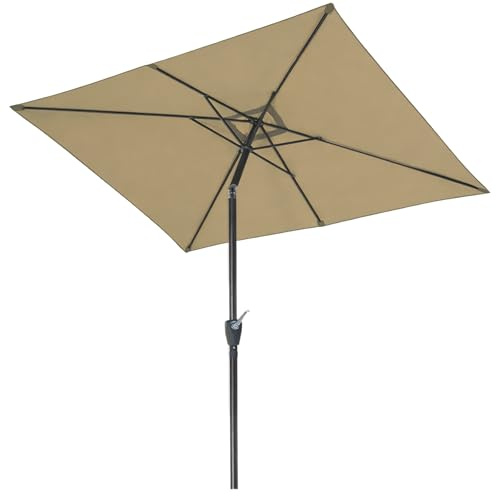 RANSENERS Kippbarer Sonnenschirm Rechteckig 200 x 300 cm, Schutzhülle Inklusive, Verstärkter Rahmen, 200g/㎡ Verdickter Gewebe mit UV50+ für Garten, Terrasse, Kaffeehaus im Freien