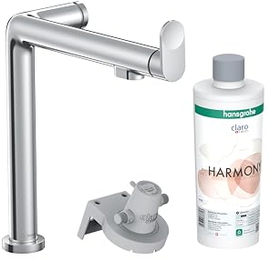 hansgrohe Aqittura M91 FilterSystem - Küchenarmatur mit Wasserfilter, inkl. Filter-Kartusche Harmony, 1 Strahlart, 3 Wege Wasserhahn Küche 240mm, Mischbatterie Küche schwenkbar, Chrom