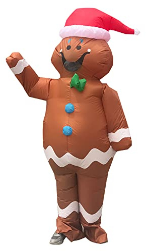 Arokibui - Costume gonfiabile da uomo di pan di zenzero, costume gonfiabile da pan di zenzero per cosplay, festa, Halloween, Natale, decorazione natalizia