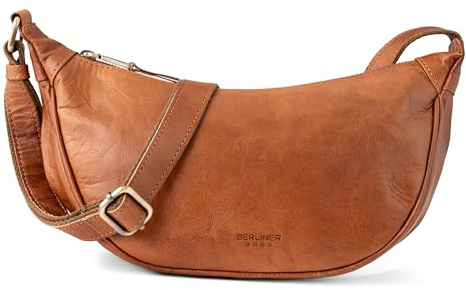 Berliner Bags Crossbody Luna, Halbmond Tasche aus Leder, Moon Bag, Umhängetasche, Schultertaschen für Damen