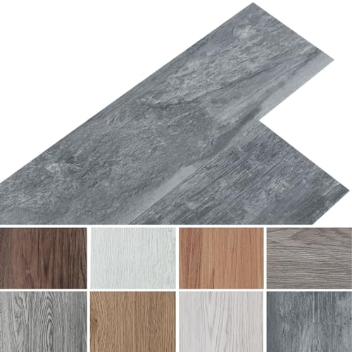 INMOZATA PVC-Bodenbelag 36Stk selbstklebende Vinyl-Bodenbelag wasserdichte Bodenaufkleber für Küche Bad Haus Bodenfliese, 91.5 X 15.2CM, Grau Holzmaserung