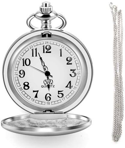 Montre de Poche Vintage à Quartz avec Chaîne en Acier Inoxydable, Chaîne Montre Gousset Ancienne à Chiffres Romains Classiques Alliage, Cadeau Parfait pour Hommes et Femmes Fête d’Anniversaire