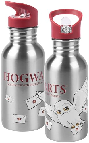 United Labels Harry Potter Edelstahl Trinkflasche - Hedwig Hogwarts Flasche Metall Wasserflasche mit Strohhalm 500 ml