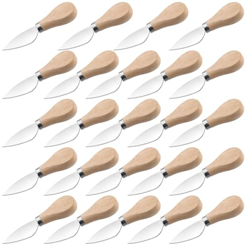 JEUIHAU 24 PCS Butter Knife Spreader with Wooden Handle, Stainless Steel Cocktail Knives Spreaders Wooden Handle Cheese Knives for Butter, Jam, Cheese