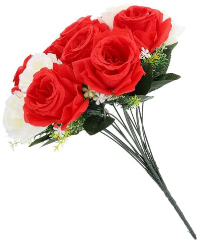 SHOWERORO Bouquet Artificiali Per Cimitero Per Decorazioni Funebri Non Sbiadisce Per Cerimonie e Speciali