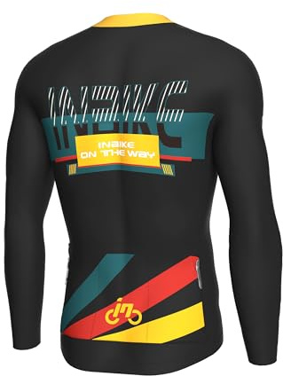 INBIKE cykeltröja för män kostym vinter haklapp tights långärmad set kläder cykelbyxor cykel berg varm termisk, Gul-LS, M