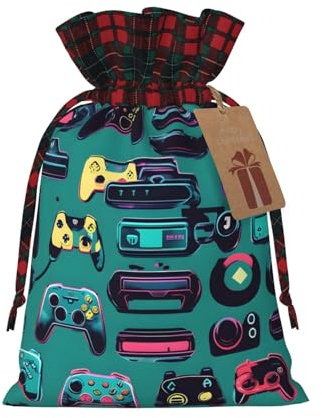 CHUNMINW Geschenktasche mit Gaming-Controller-Muster, personalisierbar, mit Kordelzug, für Damen, Weihnachten, Party, Hochzeit, Valentinstag, 1 Stück