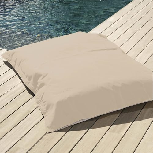 Housse pour Pouf Géant XXL 180x140cm - Déhoussable - Flottant pour Piscine - Beige - Déco Arts