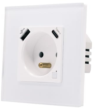 Zigbee Wall Socket Smart Outlet Need Zigbee Hub, 2.4 Ghz Wi-Fi,Timer Function Tuya Alice Smart Life Alexa 220v, 20w Pd Fast Charge, Type-C And Usb No Intelligent Functions,FR Standard