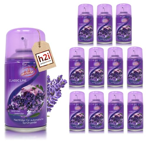 h2i Classic Line Duftspray | Lavendel | 12 Stück | 250 ml | Geruchsneutralisierer Lufterfrischer Raumduftspray Duftsprüher Raumduft-Nachfüller für automatische Duftspender