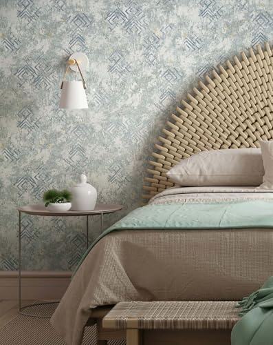 marburg Tapete Grau Blau 3D-Optik in Betonoptik Grafisch Modern für Wohnzimmer Schlafzimmer Küche 10,05 x 0,53
