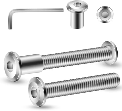 20 stycken anslutningsskruvar M5 x 50 mm möbelkontakter skåpkontakt | Hylsskruvar, möbelskruvar för möbler, skåp (20 x möbelskruvar, 20 x hylsmuttrar, 1 x insexnyckel)