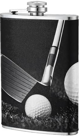 Bouteille étanche en acier inoxydable de 236,8 g pour homme et femme, bouteille à whisky de golf noire et blanche, bouteille de voyage fine en cuir synthétique pour la chasse, le camping, récipient à