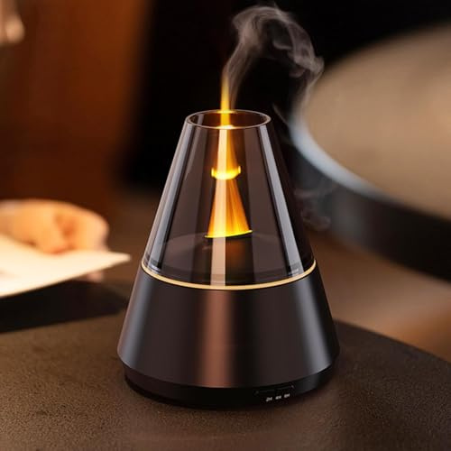 Gerbala Luftbefeuchter für Schlafzimmer - 120ml Flammeneffekt Diffusor, Aroma Diffuser mit 7 Farbe Licht, Cool Mist Humidifier für ätherische Öle, Leiser Betrieb, Ideal für Kinderzimmer & Büro