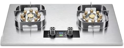 Cuisinière À Gaz 8 KW - 2 Brûleurs Avec Minuterie, Plaque De Cuisson Carrée Épaisse En Acier Inoxydable, Protection Anti-extinction Accidentelle, Double Face Indépendante(NG)