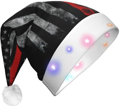 Dexnel Sombrero de Navidad con diseño de hacha de bombero, divertido sombrero de Navidad LED, sombrero de Papá Noel para suministros de fiesta de Navidad, gorro de invierno para adultos