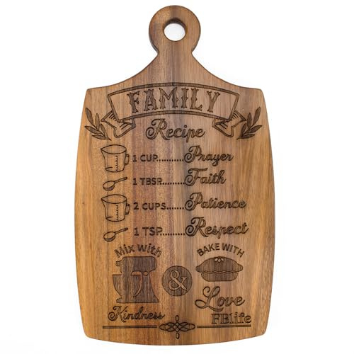 Tagliere in Legno con Manico, Tagliere in Legno con Manico Taglieri per Salumi Vintage Piatto da Portata per Formaggio per Carne, Pane, Verdura e Frutta 7, 1x14 Pollici