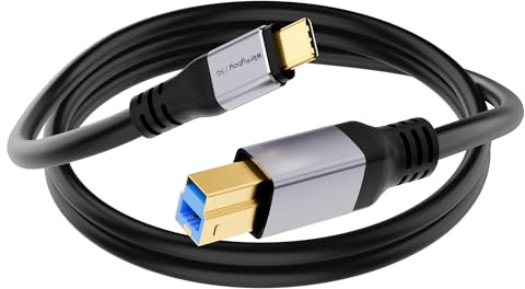 Werkybay 0,5 m USB B 3.0 skrivarkabel, skannerkabel, USB typ C-kontakt till USB B-kontakt, 5 Gbps datakabel, 50 cm laddningskabel för skrivare, skanner, externa hårddiskar, bärbar dator, surfplatta