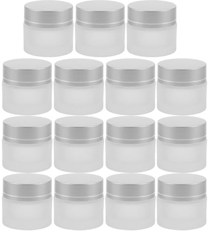 Healifty Lot de 15 Pots Cosmétiques en Verre Dépoli 10G avec Couvercle Argenté Étanche Petits Contenants Rechargeables pour Crème Hydratante à Lèvres Format Voyage Pratique pour Soin du