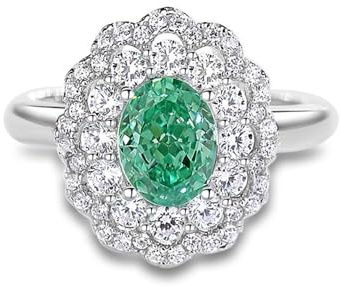 Ayoiow Verlobungsringe Platin für Damen, 1.5ct Im Labor Hergestellter Paraíba-Turmalin und Moissanit Halo Statement-Cocktail Verlobungsringe Vorsteckring, Platin 950 Größe 49 (15.6)