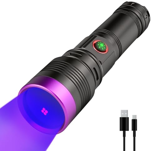 WINDFIRE UV Taschenlampe 365nm Aufladbar Schwarzlicht Zoombar | UV-Lampe Taschenlampen, Schwarzlichtlampe UV Licht für Bernsteinsuche, Haustier Urin Detektor, Harz, Skorpion, Yooperlite