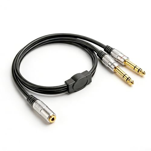 Jetstream Adattatore jack da 3,5 mm a 2 connettori da 6,35 mm, jack audio mono da 1/8 di pollice 3,5 mm TRS stereo a doppio connettore stereo TS da 6,35 mm 1/4 di pollice, cavo splitter a Y per mixer